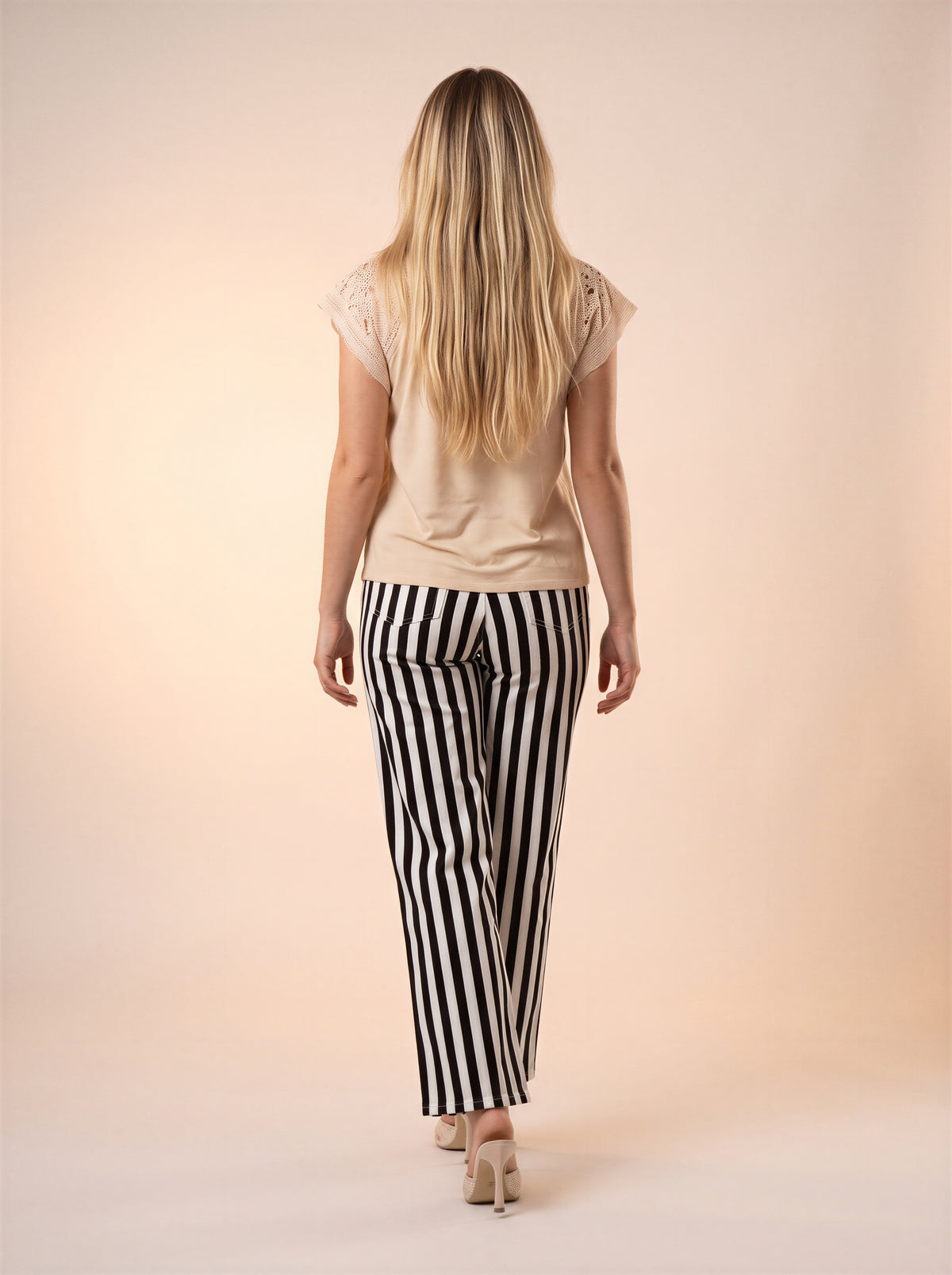 Jean Marine Talla Extra Blanco con Café a Rayas DE-669P