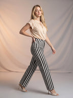 Jean Marine Talla Extra Blanco con Café a Rayas DE-669P