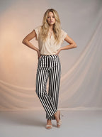 Jean Marine Talla Extra Blanco con Café a Rayas DE-669P