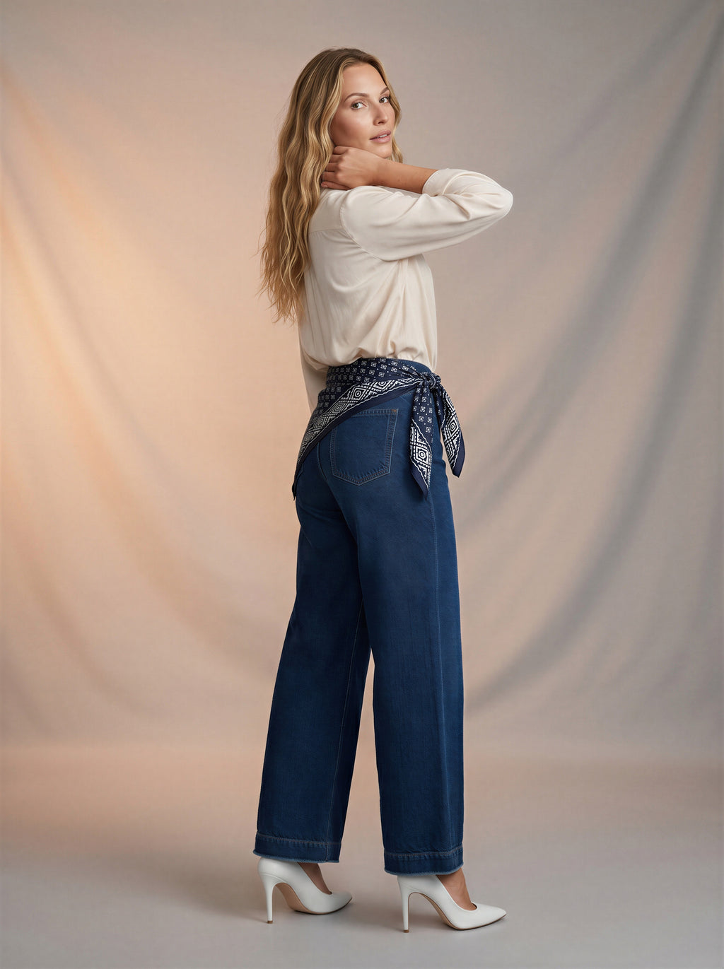 Wide Leg Azul Marino con Pañoleta