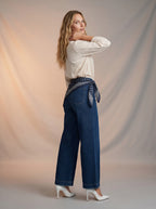Wide Leg Azul Marino con Pañoleta