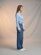 Jean Straight Fit con Encaje – Azul Medio