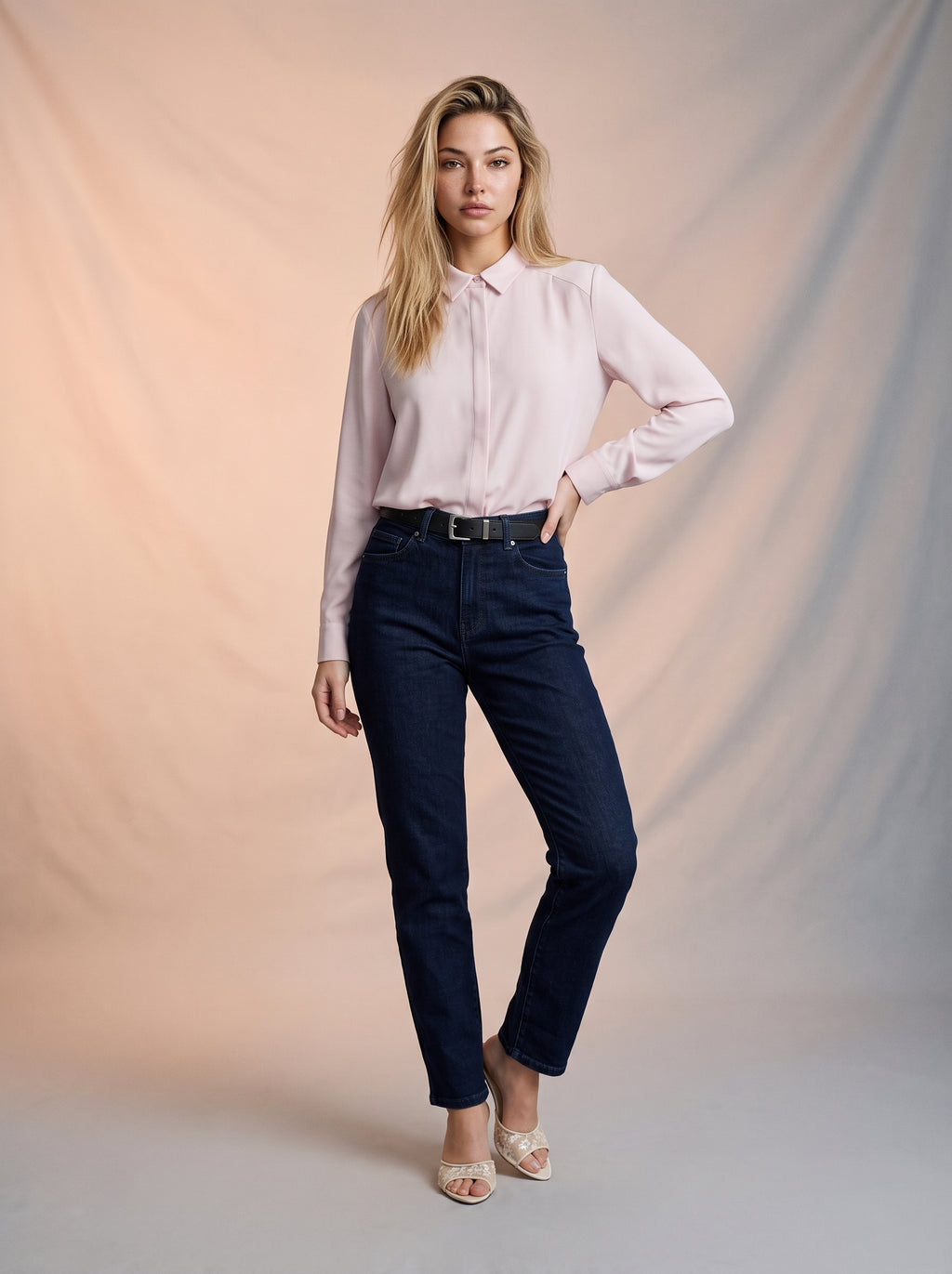 Jean Striaght Azul Oscuro con Cinturon MON-3125