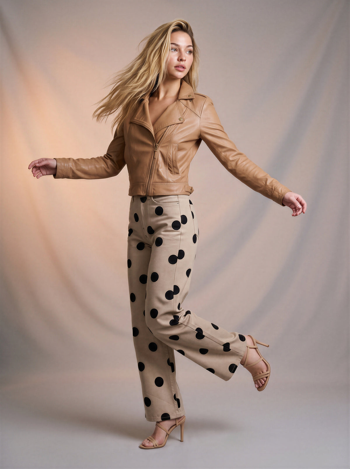 Marine Beige Con Lunares Negros ES-2116