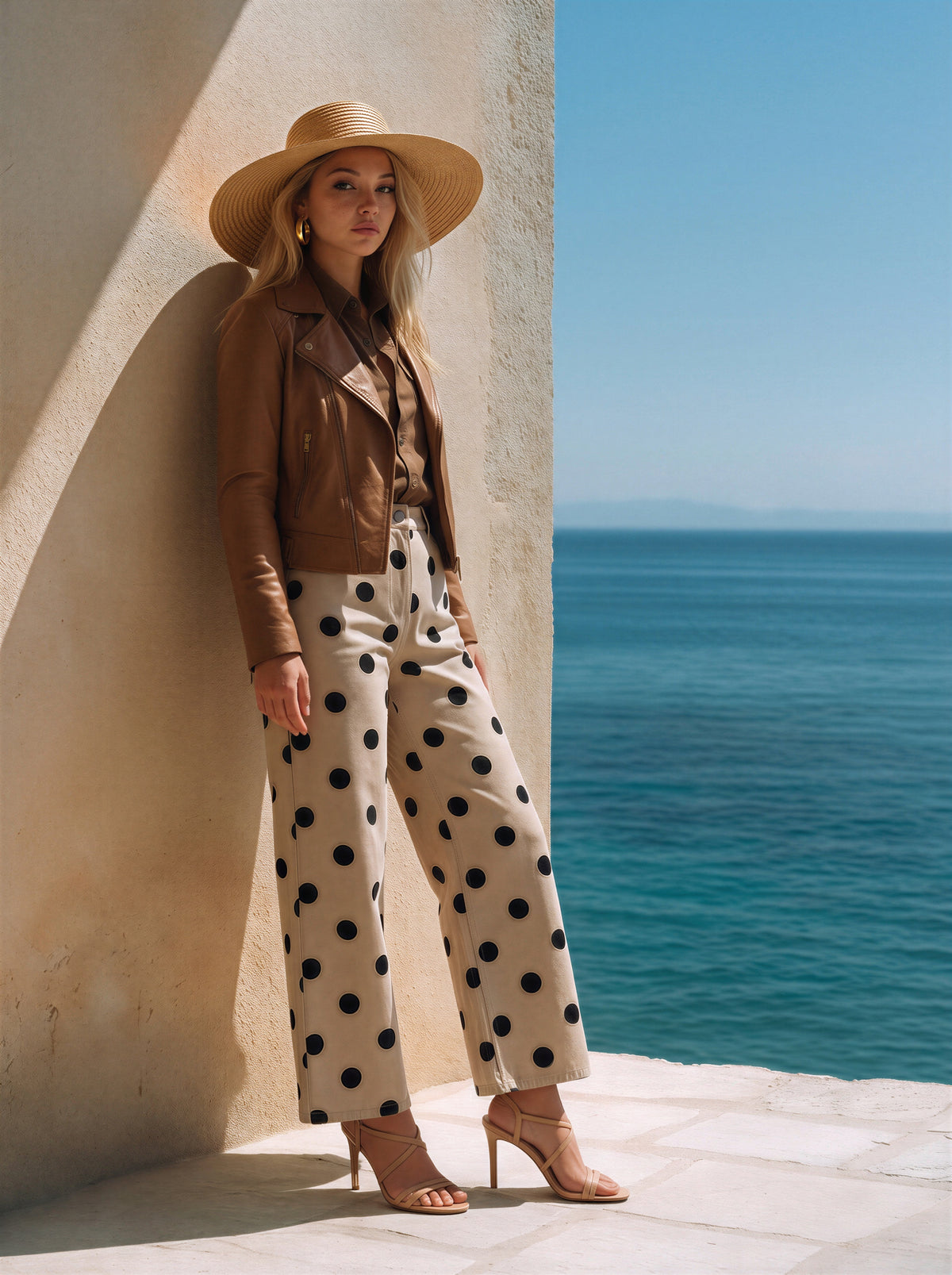 Marine Beige Con Lunares Negros ES-2116