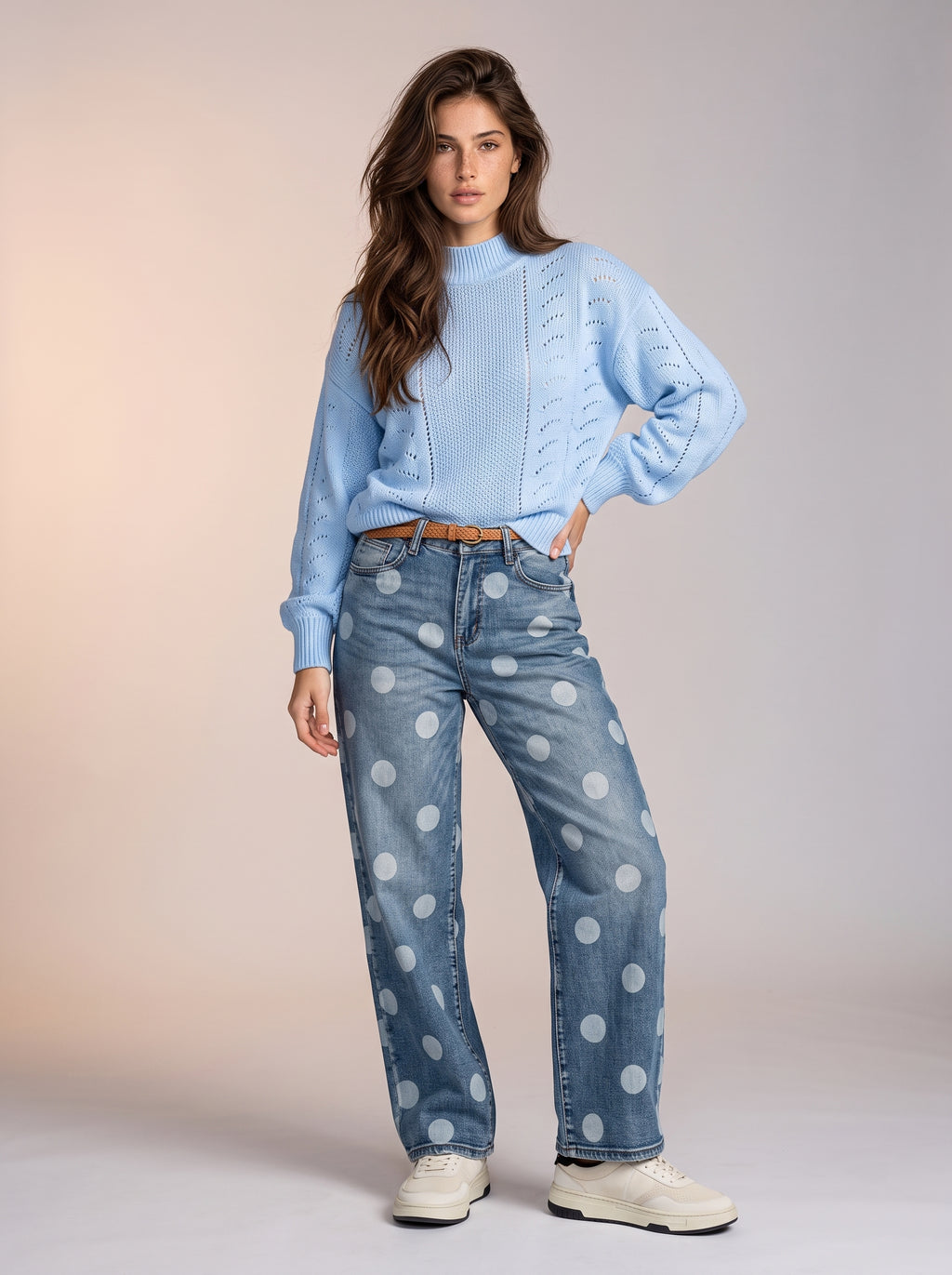 Jean Marine Azul Stone con Lunares Azul Claro ES-2063