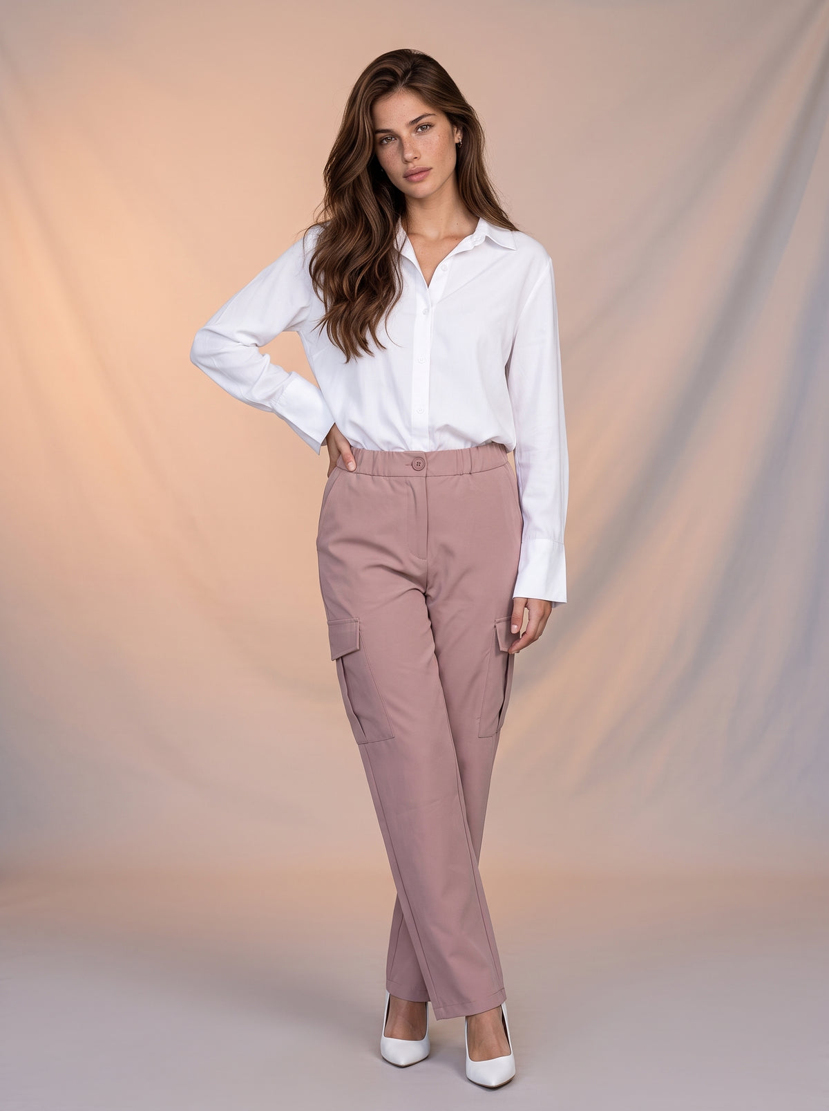 Pantalon Cargo Rosa de Tela ES-2186
