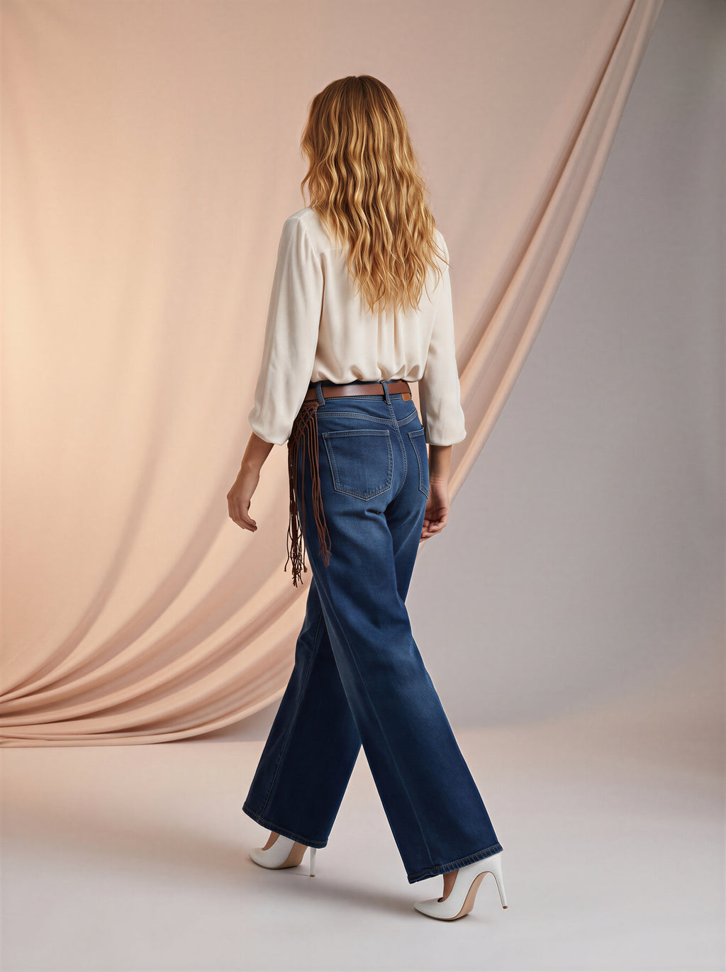Wide Leg Azul Marino con Cinturón Premium