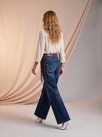 Wide Leg Azul Marino con Cinturón Premium