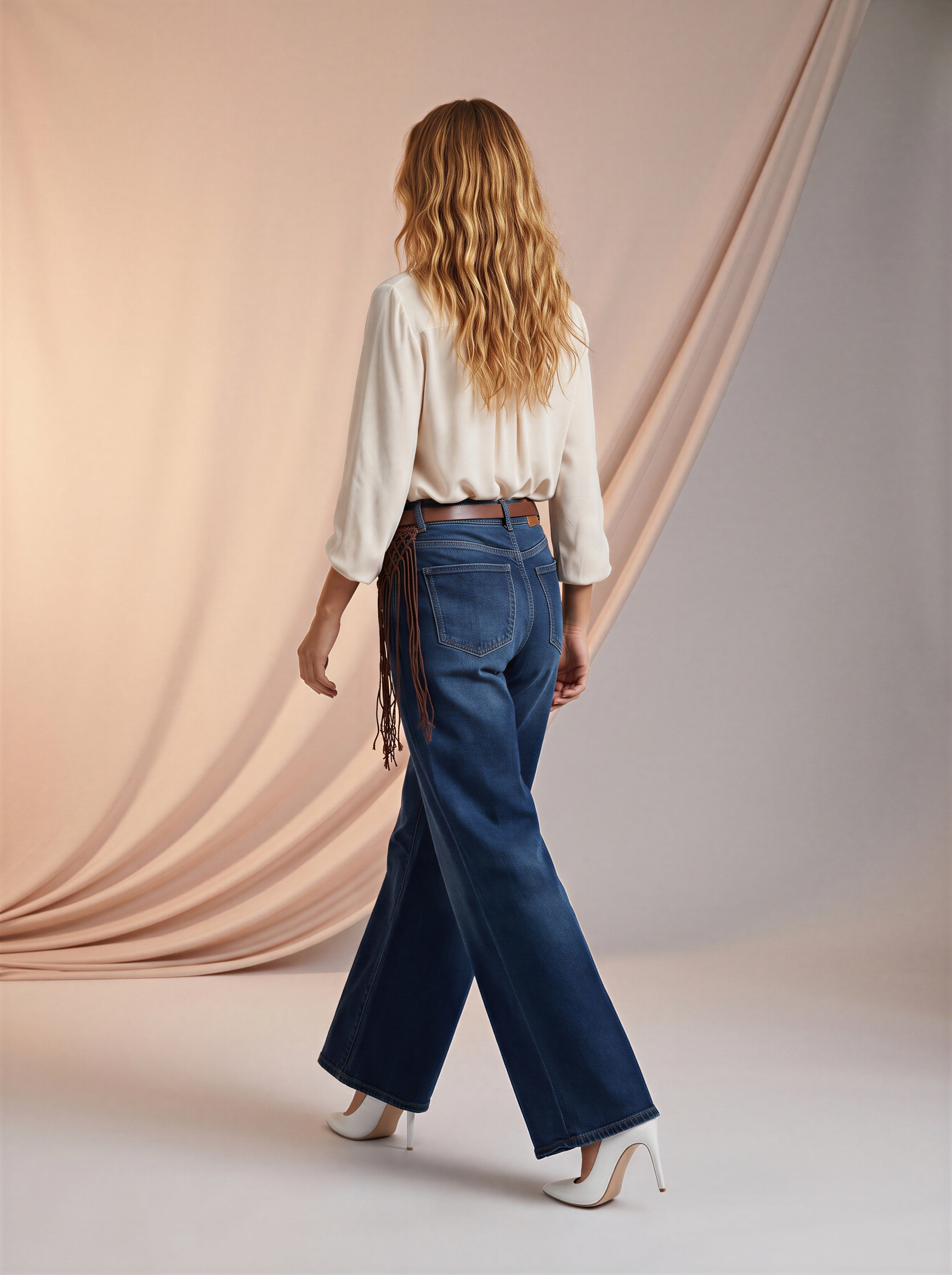 Wide Leg Azul Marino con Cinturón Premium
