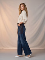 Wide Leg Azul Marino con Cinturón Premium