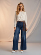 Wide Leg Azul Marino con Cinturón Premium