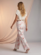 Wide leg Beige con flores