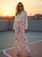 Wide leg Beige con flores