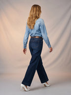Wide Leg Azul Marino con Cinturón Café AG-1762