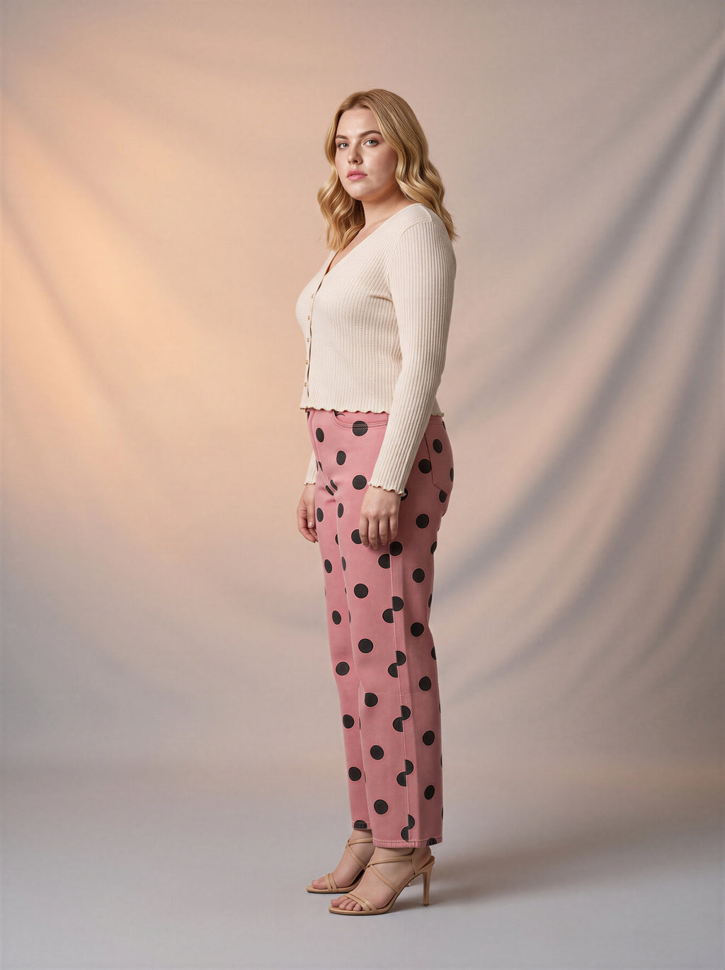 Jean Curvy Marine Rosa con Lunares Gris