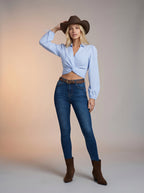 Jean Skinny Azul marino Tiro Alto con Cinto