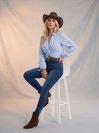 Jean Skinny Azul marino Tiro Alto con Cinto