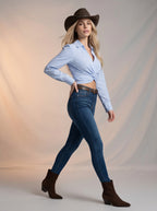 Jean Skinny Azul marino Tiro Alto con Cinto