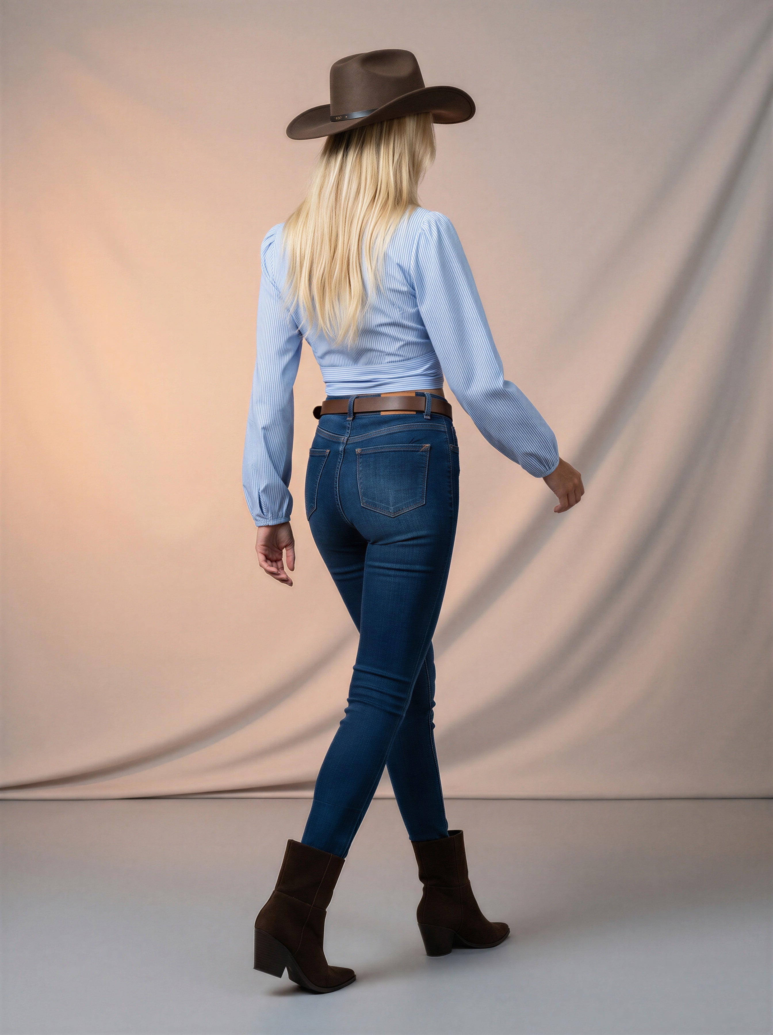Jean Skinny Azul marino Tiro Alto con Cinto