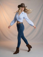 Jean Skinny Azul marino Tiro Alto con Cinto