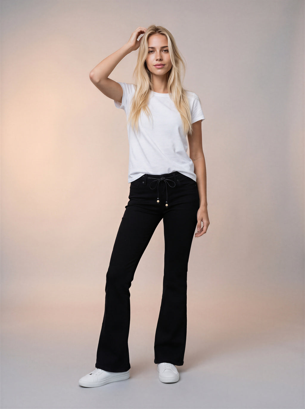 Jean Media Campana – Negro con Cinto de cuerda