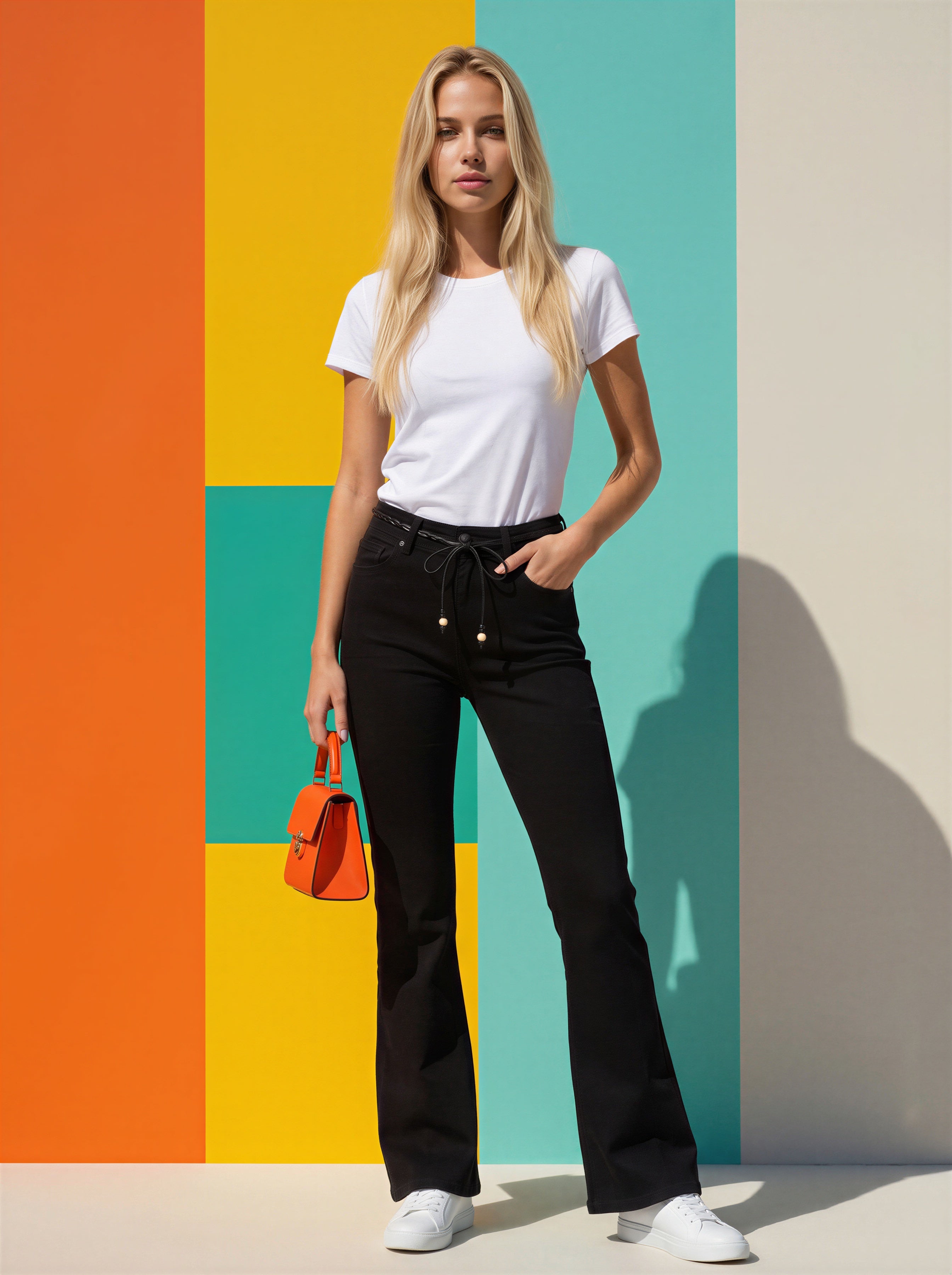 Jean Media Campana – Negro con Cinto de cuerda