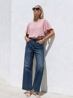 Wide Leg Azul Claro y Cinturón Premium