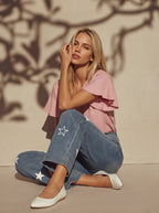 Wide Leg Azul Stone con Estrellas