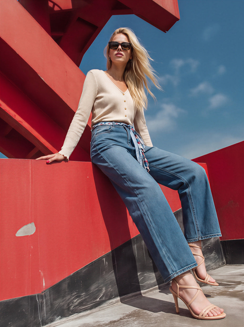 Wide leg Azul Stone con Centurion de Cuerdas