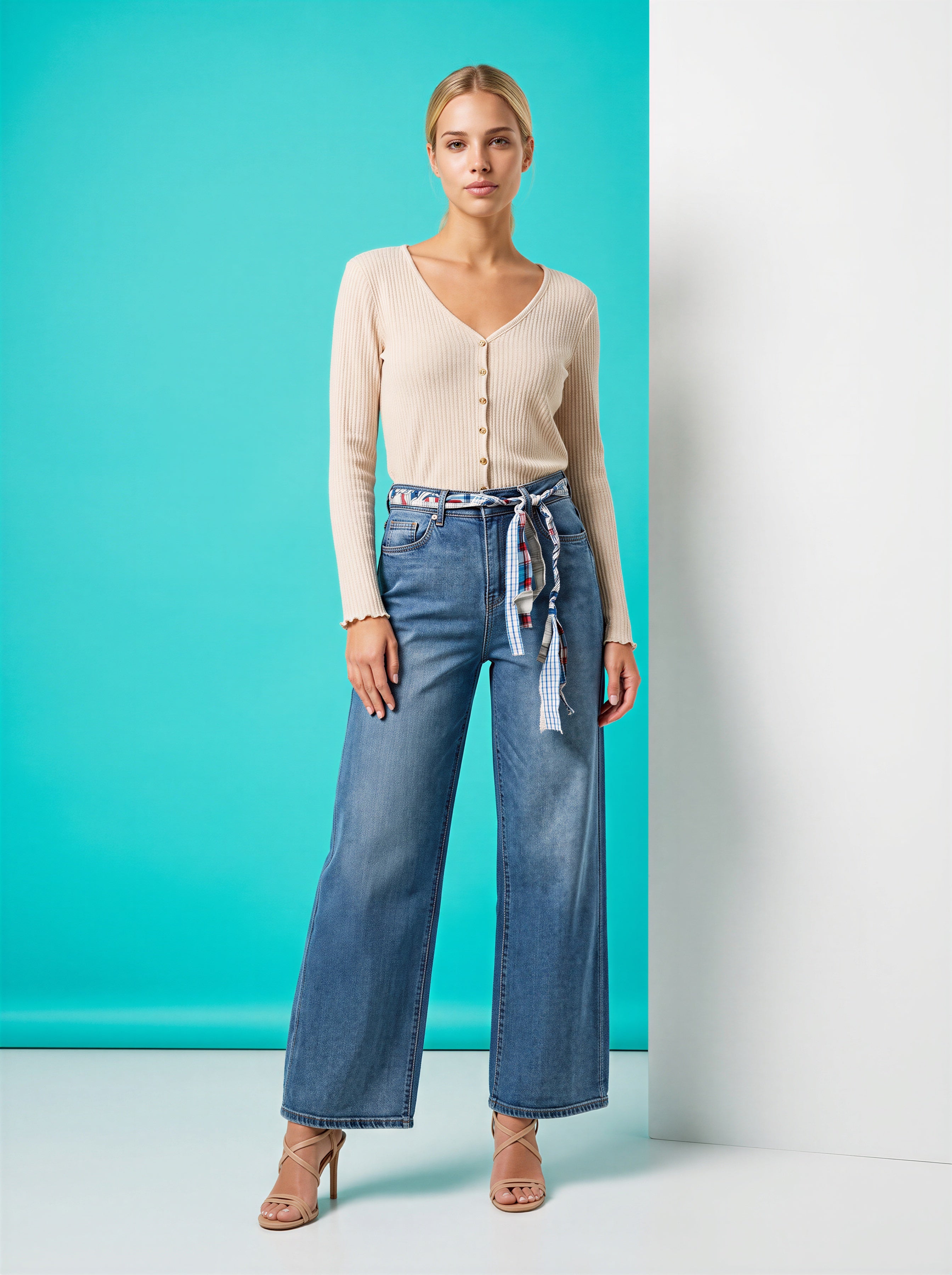 Wide leg Azul Stone con Centurion de Cuerdas