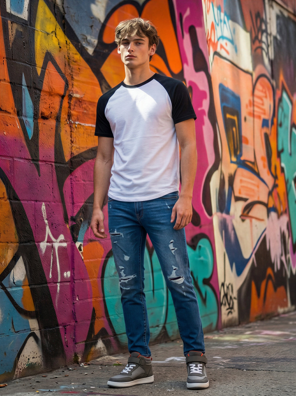 Jean Slim Fit Azul Medio con Rotos