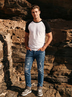 Jean Slim Fit Azul Medio con Rotos