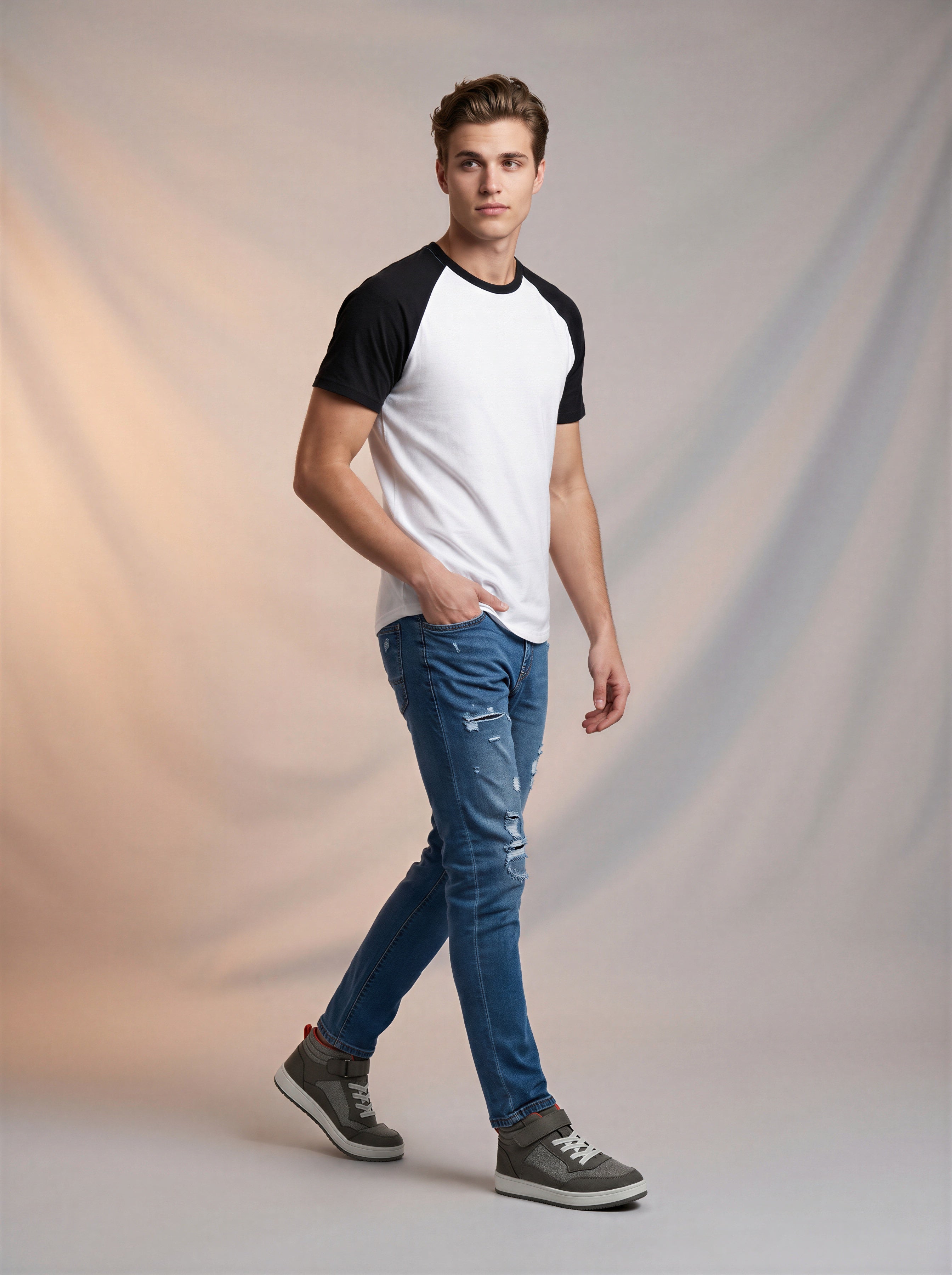 Jean Slim Fit Azul Medio con Rotos