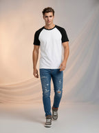 Jean Slim Fit Azul Medio con Rotos