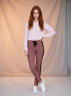 Jean Skinny Ajustado Rosa con Negro MON-3460