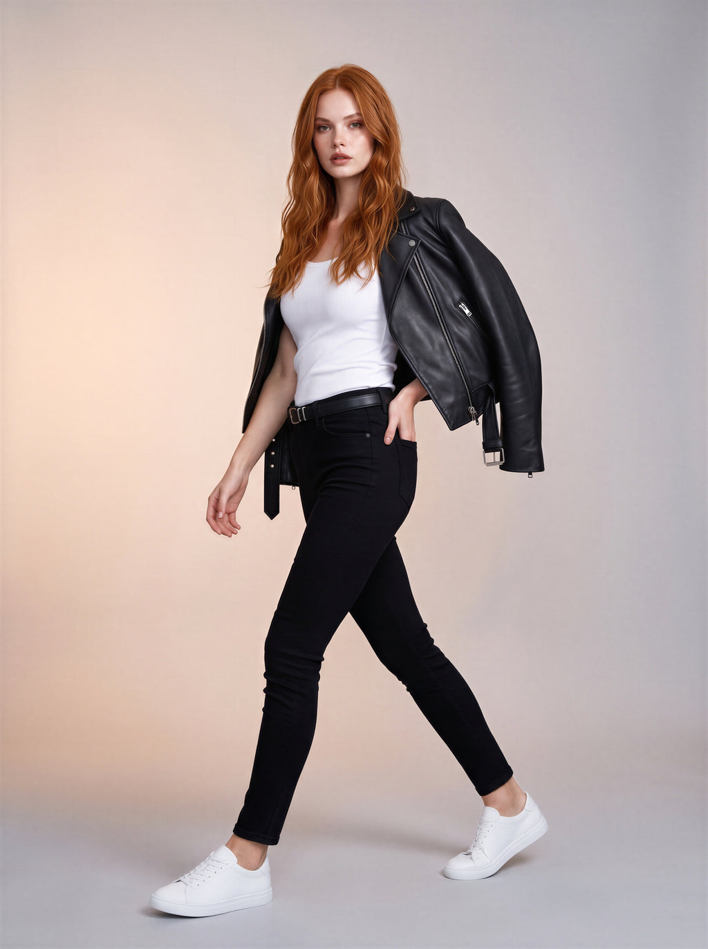 Jean Skinny Negro con Cinturón Negro ES-2910