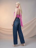 Wide Leg Full Length Azul Marino con Rotos