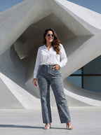 Jean Regular Fit Plus Gris Claro Textura con relieve MON-3121P