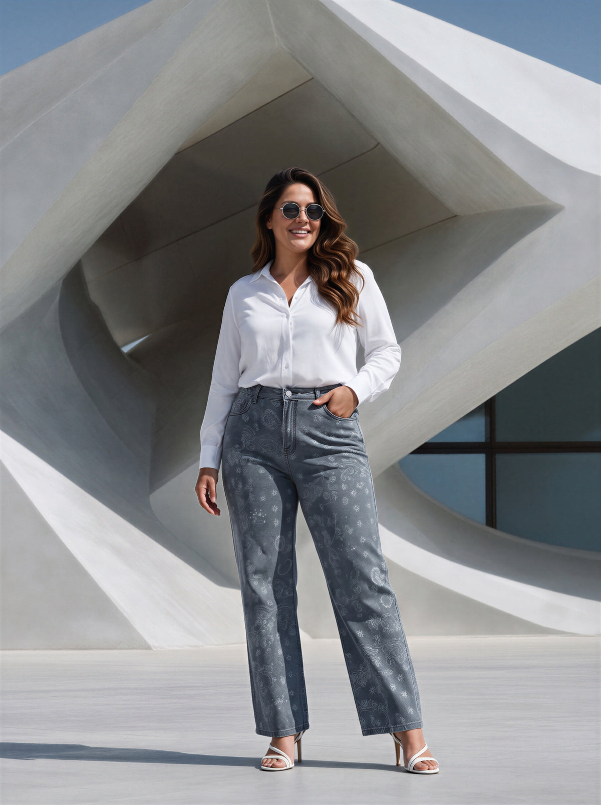 Jean Regular Fit Plus Gris Claro Textura con relieve MON-3121P
