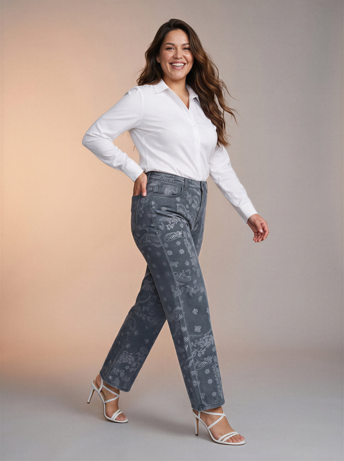 Jean Regular Fit Plus Gris Claro Textura con relieve MON-3121P