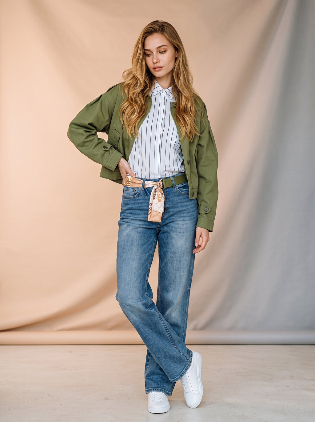 Jean Marine Azul Stone con Cinturon de Tela MON-3032