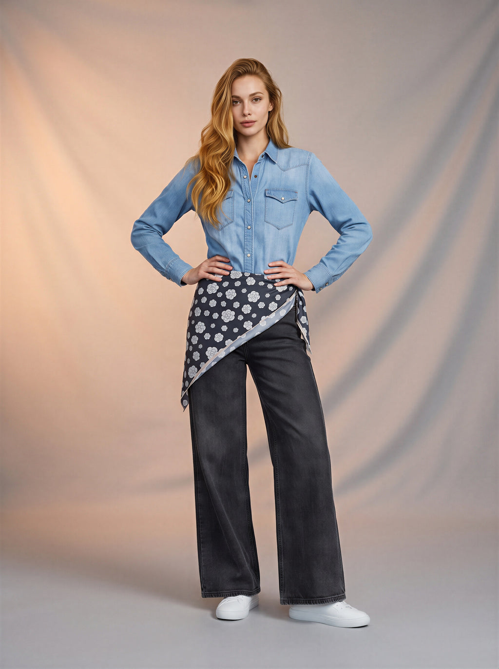 Wide Leg Gris con Pañuelo