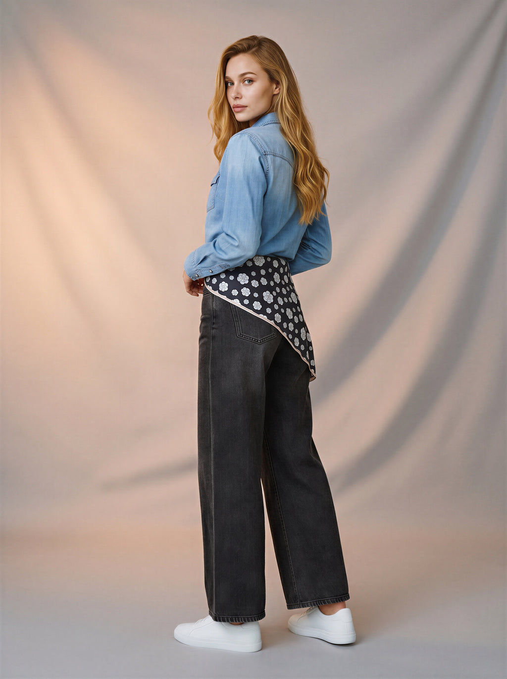 Wide Leg Gris con Pañuelo
