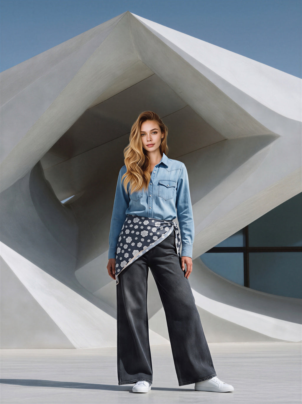 Wide Leg Gris con Pañuelo