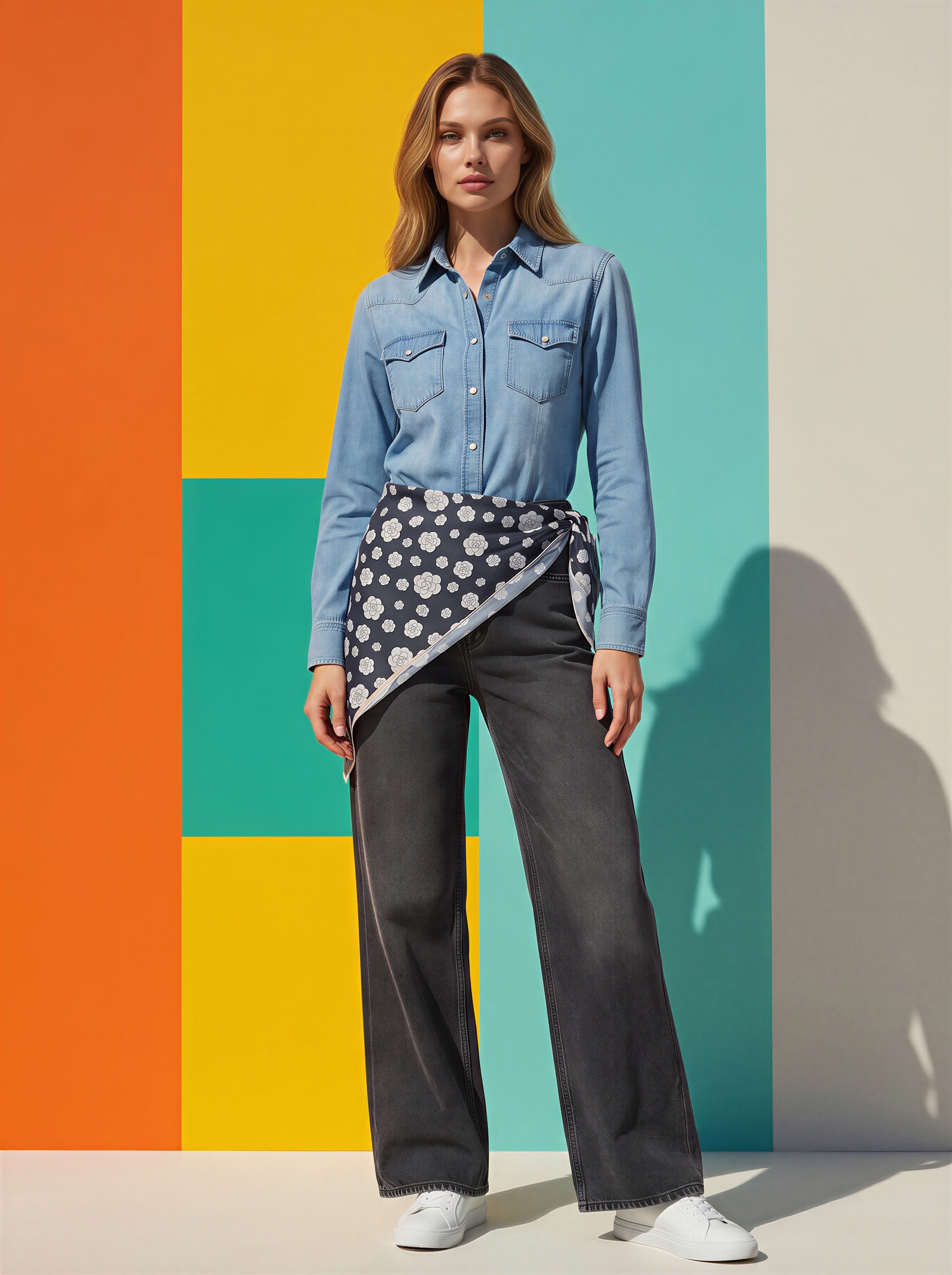 Wide Leg Gris con Pañuelo