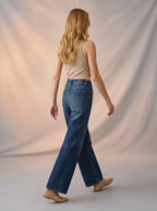 Wide Leg Azul Índigo con Corbata