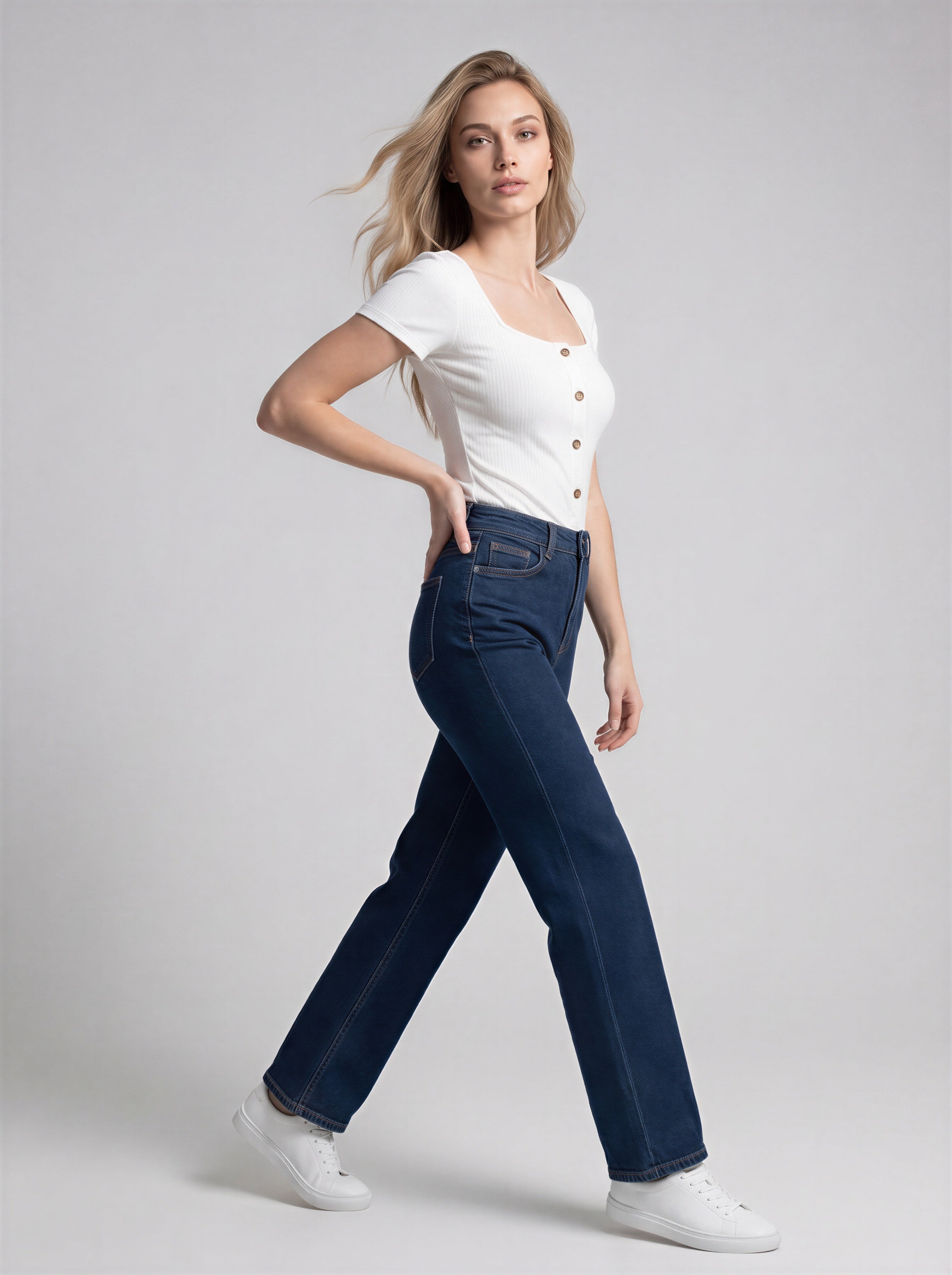 Wide Leg Azul Oscuro