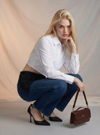 Jean Straight Fit con Encaje – Azul Marino