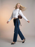 Jean Straight Fit con Encaje – Azul Marino